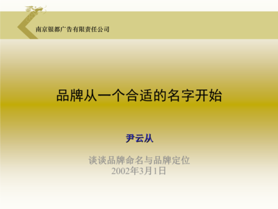 品牌定位與命名 品牌管理的核心策略